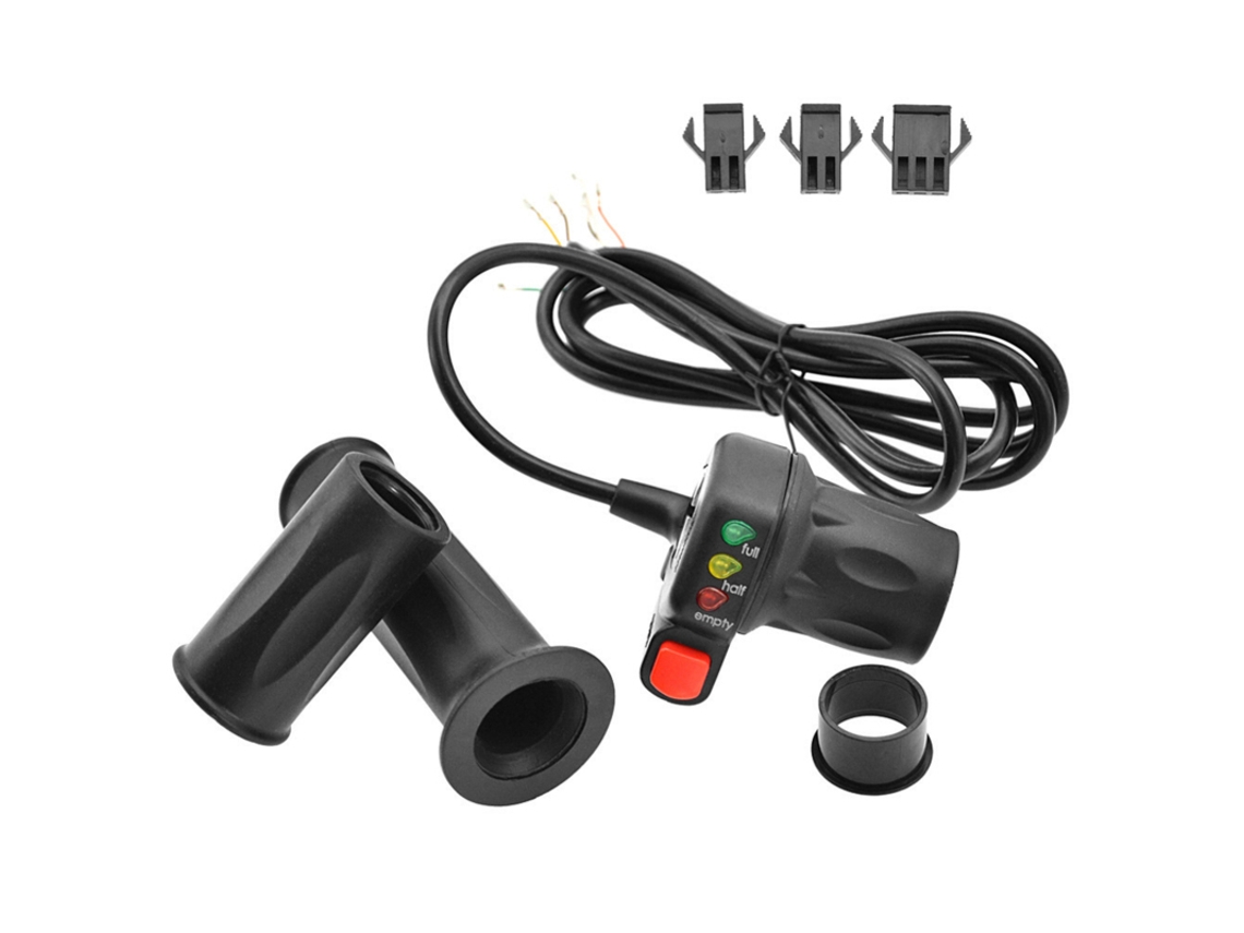 Acelerador para bicicleta eléctrica de 36 V/48 V con indicador de batería e interruptor de encendido Vayotoy