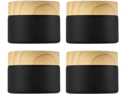 Ciieeo Com 4 Potes De Vidro Preto Fosco De 5g Para Creme Cosmético, Ideal Para Viagem