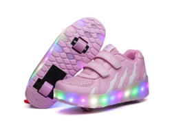 Sandalias rosas para niños con ruedas LED, talla 33 (20,5 cm).