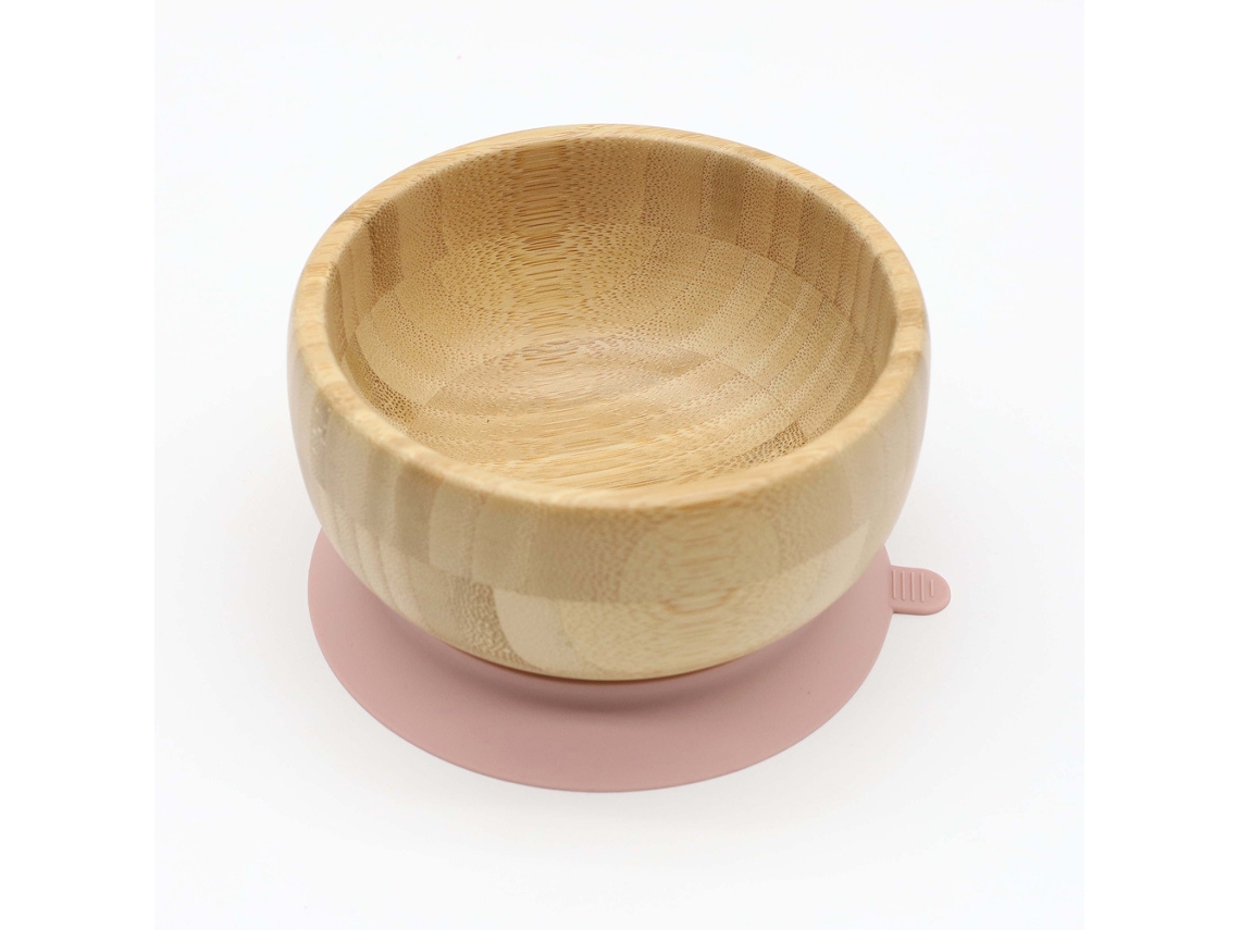 Tigela De Bambu Com Ventosa De Silicone Para Bebês E Crianças, Yuysan, Rosa