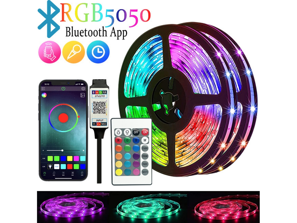 Led 2m, Pstar Usb Banda Led Bluetooth Rgb Retroiluminação Tv, Fita Led Luz Autoadesiva App, Controle Remoto 40''-60'' Hdtv, Pc, Quarto, Festa, Decoraçã