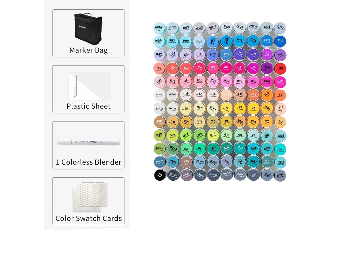 Rotuladores artísticos, doble punta versátil, tinta recargable, pincel biselado transparente de 120 g