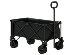 Carro De Jardín Plegable Con Ruedas Todoterreno, Asa Ajustable, Capacidad De Carga De 100 Kg, Para Camping, Color Negro.