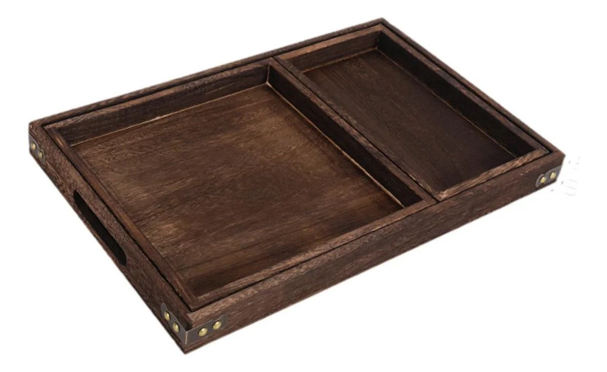 Bandeja de madera para servir aperitivos, bandeja de 3 piezas slowmoose