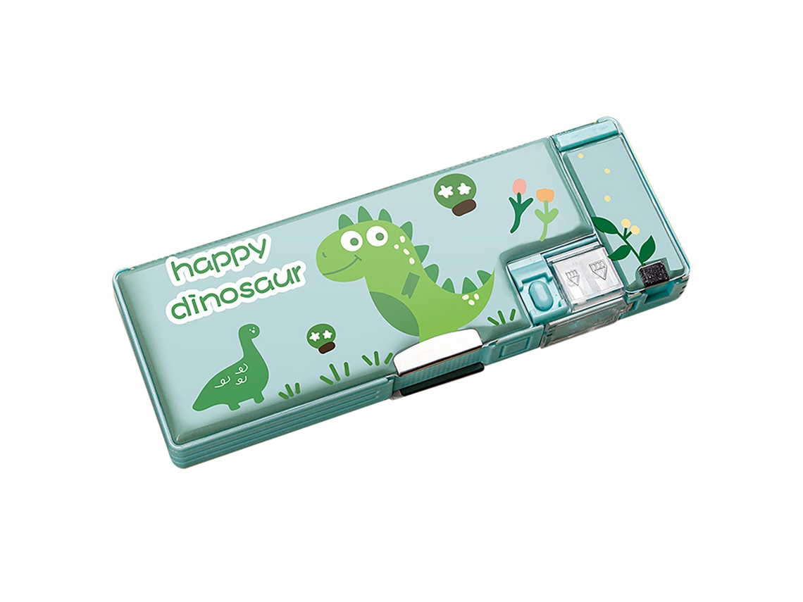 Estuche De Lápices Cute Cartoon Dinosaurio Con Afilador Doble Lado Capacidad Grande Infantil