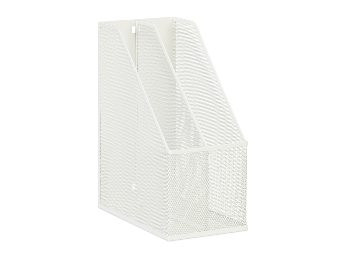Ficheiro De Pé Relaxdays Em Metal, 2 Compartimentos, Din A4, 31,5 X 14,5 X 25 Cm, Organizador Resistente, Malha, Branco