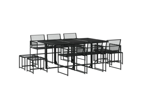 Conjunto 11 de comedor de jardín VIDAXL ratán sintético negro