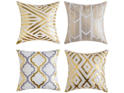 Set De 4 Fundas De Almohada De Ocio Exterior Suave Con Rayas Doradas, 45x45 Cm, Para Sofá Y Dormitorio