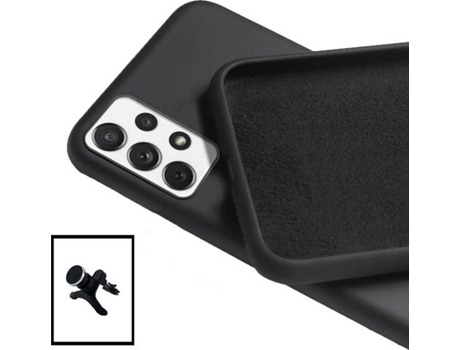 Carcasa + Soporte Samsung Galaxy M32 5G PHONECARE Silicona Liquida Negro 6304