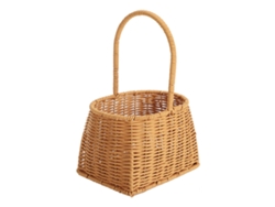 Cesta portátil Tejida Baok-Canasta con asa de ratán, de PP, para frutas, verduras y regalos, 19 x 14,5 x 28,5 cm.