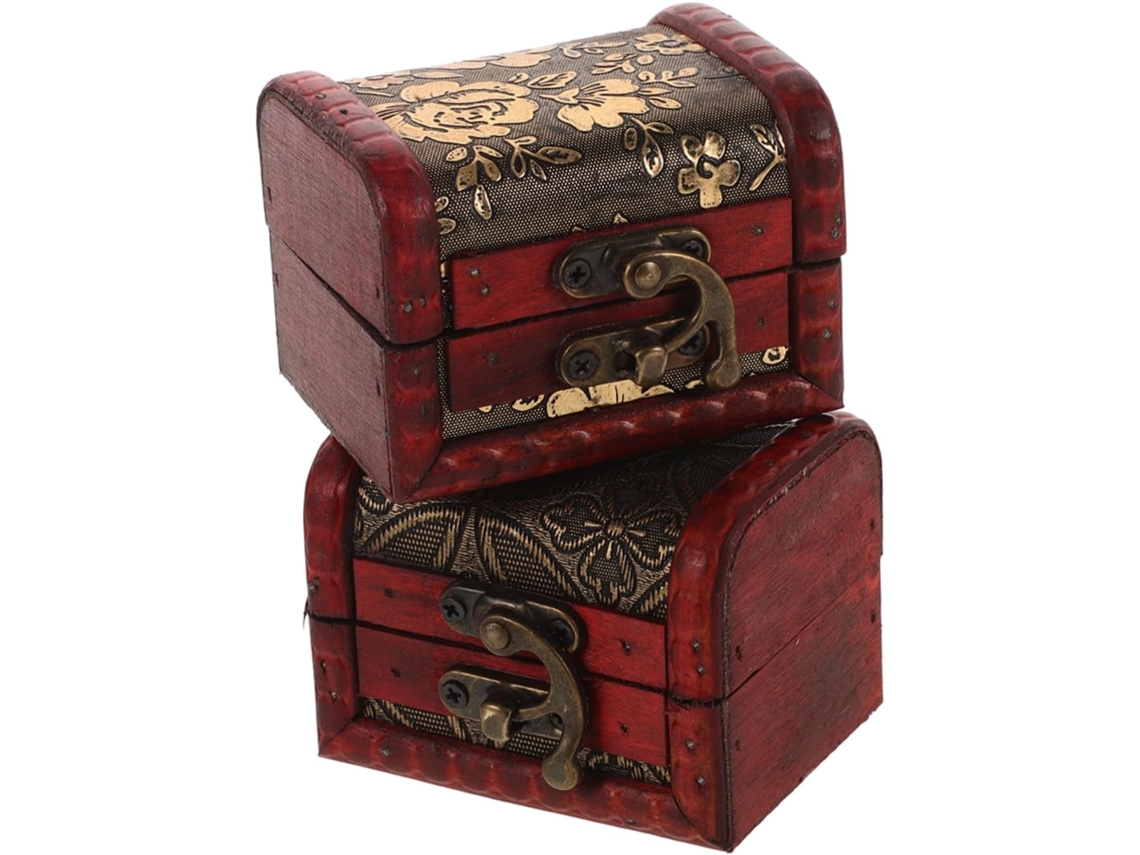 Caja De Joyería Pequeña De Madera De 2 Piezas, Caja De Almacenamiento Para Cosméticos Y Joyas.