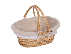 Cesta De Merienda De Mimbre Tejida A Mano Con Asa Canasta Rústica Para Actividades De Picnic