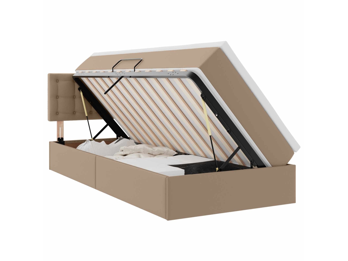 Maison Exclusive - Cama Con Almacenamiento Y Led Con Colchón Capuchino 90 X 190 Cm