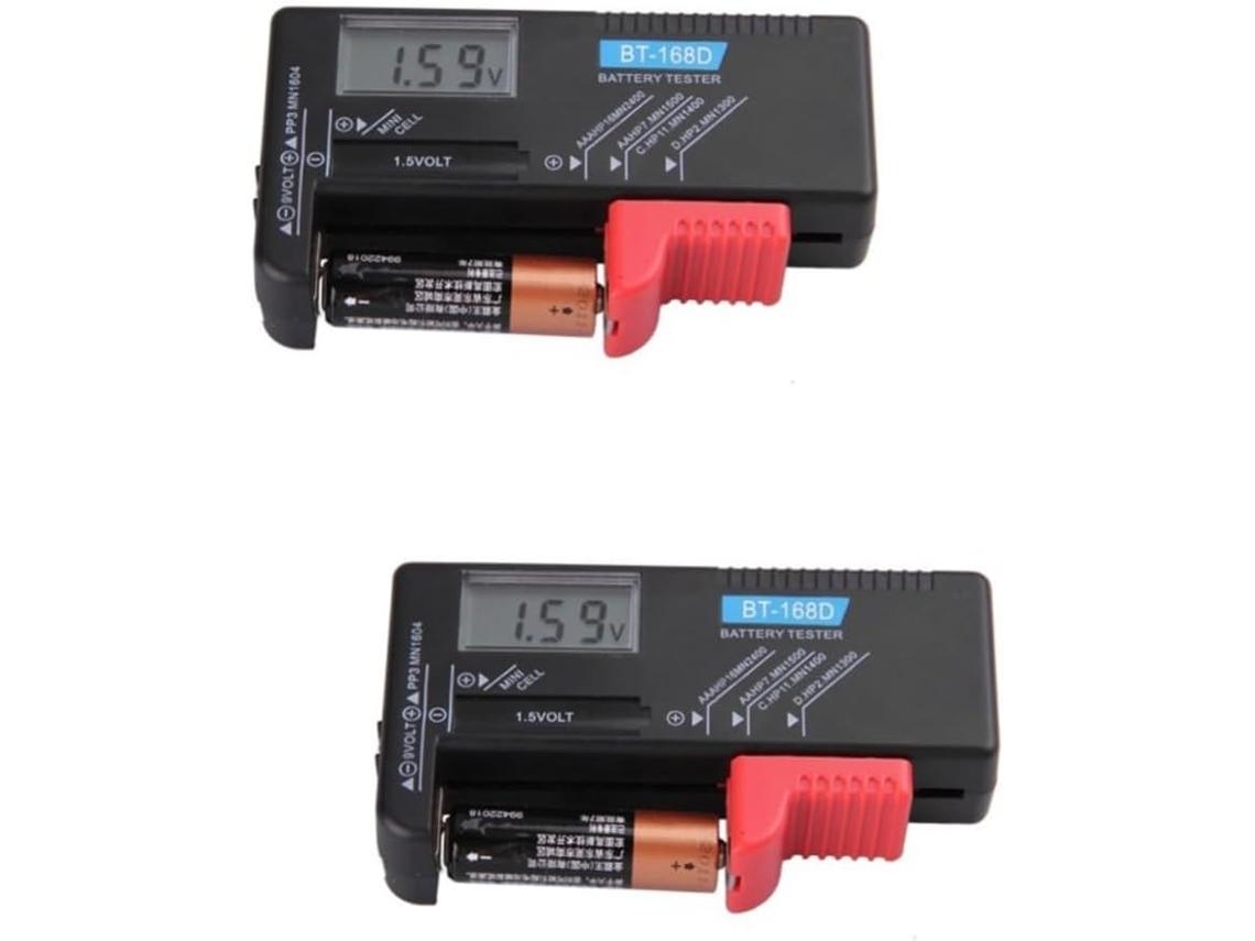 Comprobador Digital De Baterías De 2 Piezas Con Pantalla Lcd Y Comprobador De Voltaje Para Baterías Aa Y Aaa.