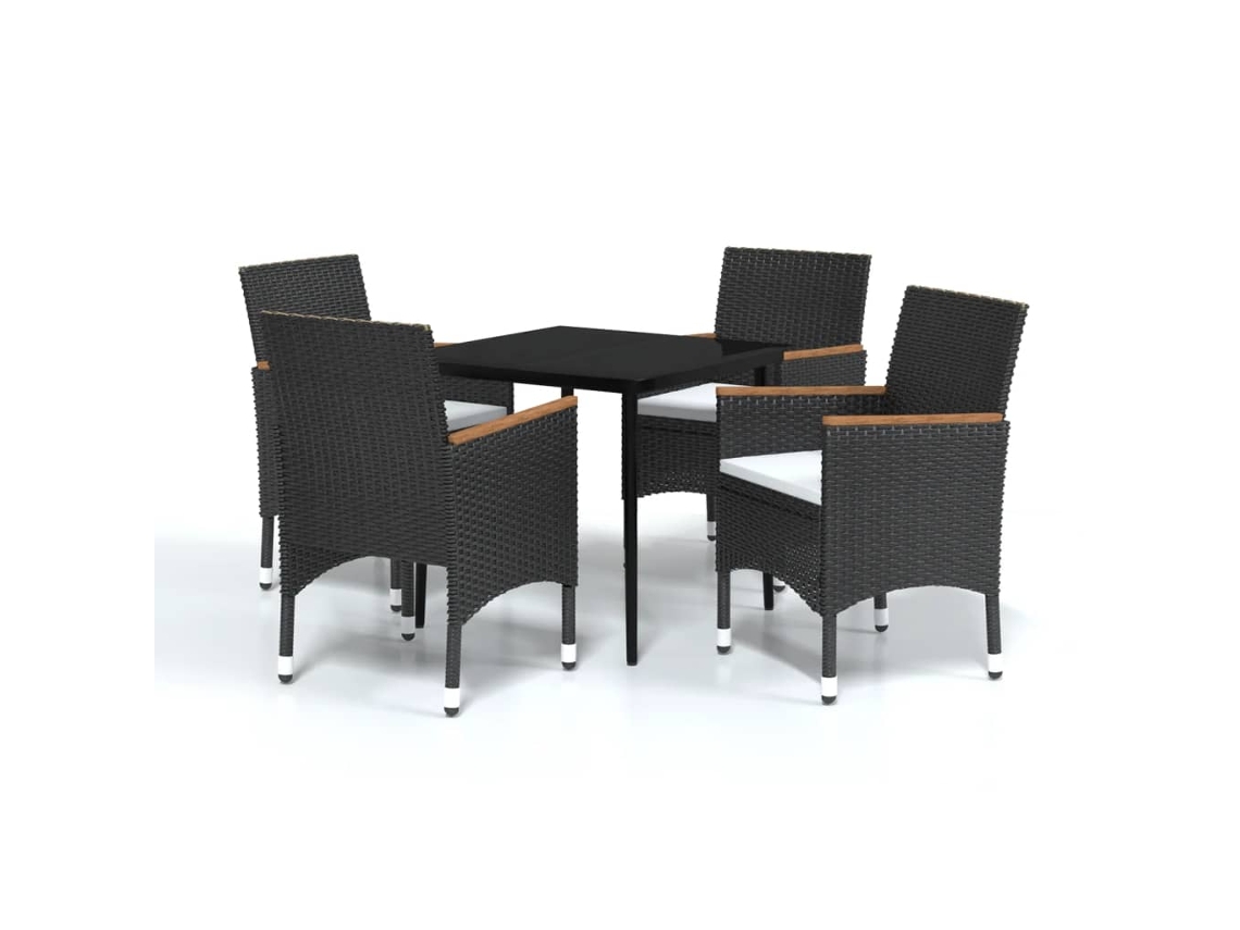 Maison Exclusive - Juego De Comedor De Jardín 5 Piezas Con Cojines Negro