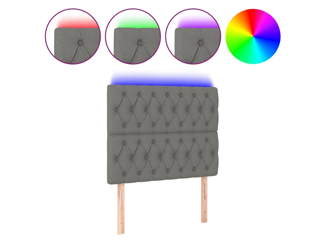 Maison Exclusive - Cabecero Con Luces Led Tela Gris Oscuro 90x7x118/128 Cm