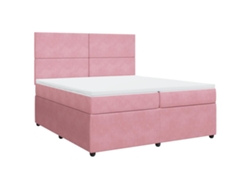 Maison Exclusive - Cama Box Spring Con Colchón Terciopelo Rosa 200x200 Cm