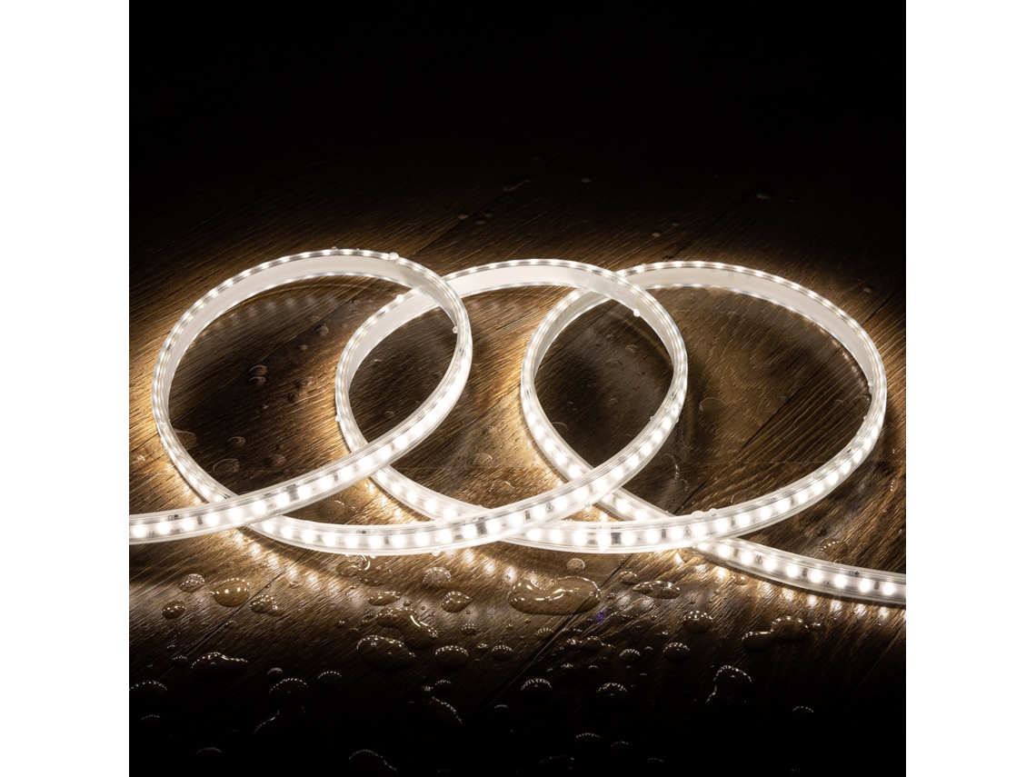 Tira LED 220V SMD2835 60LED/m Blanco Frío IP65 Ancho 12mm Corte 100cm LEDKIA