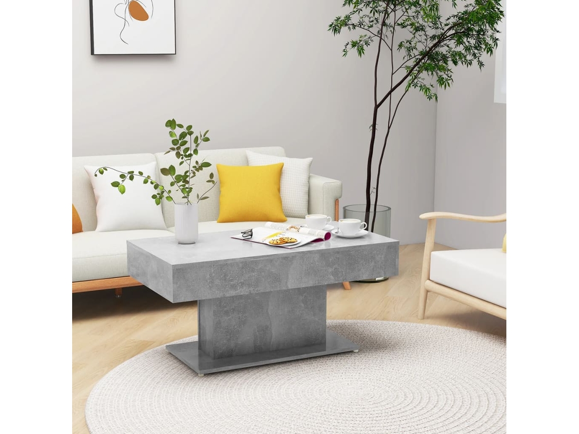 Mesa de Centro de Apoyo 96X50X45 Cm Contrachapado Gris Cemento