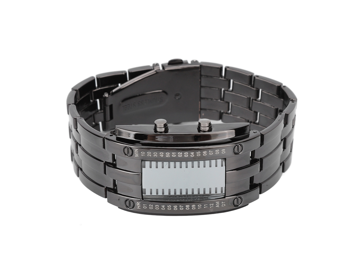 Reloj Led Binario Para Hombre, Resistente Al Agua Hasta 30 M, Diseño De Arco Convexo, Acero Inoxidable.