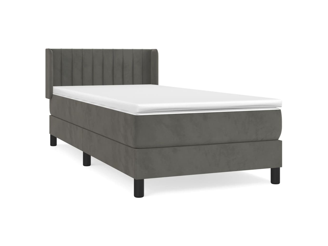 Maison Exclusive - Cama Box Spring Con Colchón Terciopelo Gris Oscuro 90x190 Cm