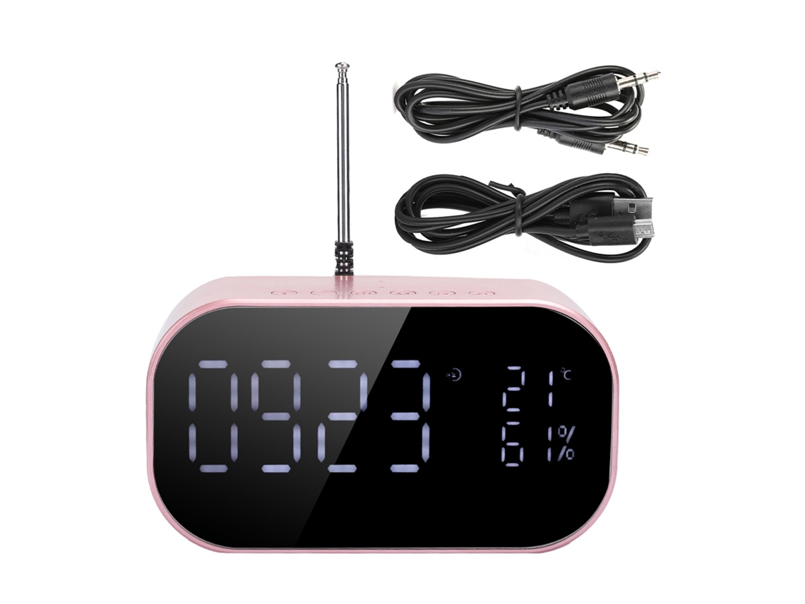 Alto-falante Bluetooth Sem Fio S2 Com Tela Lcd, Despertador, Som De Graves E Material Metálico Para Quarto De Dormir