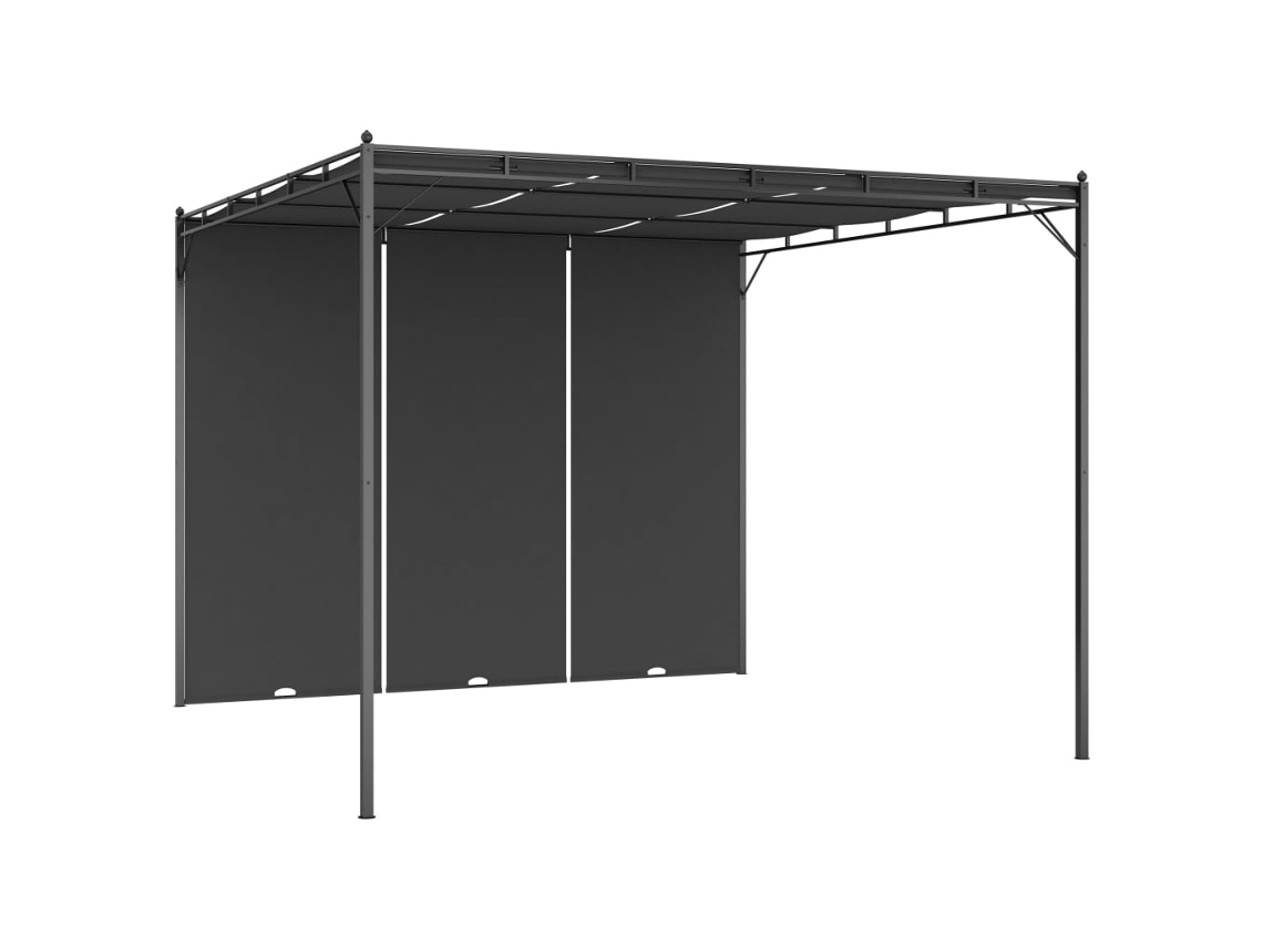 Cenador De Jardín Con Cortina Lateral Gris Antracita 3x3x2,25 M