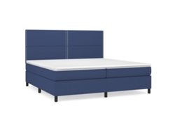 Maison Exclusive - Cama Box Spring Con Colchón Tela Azul 200x200 Cm