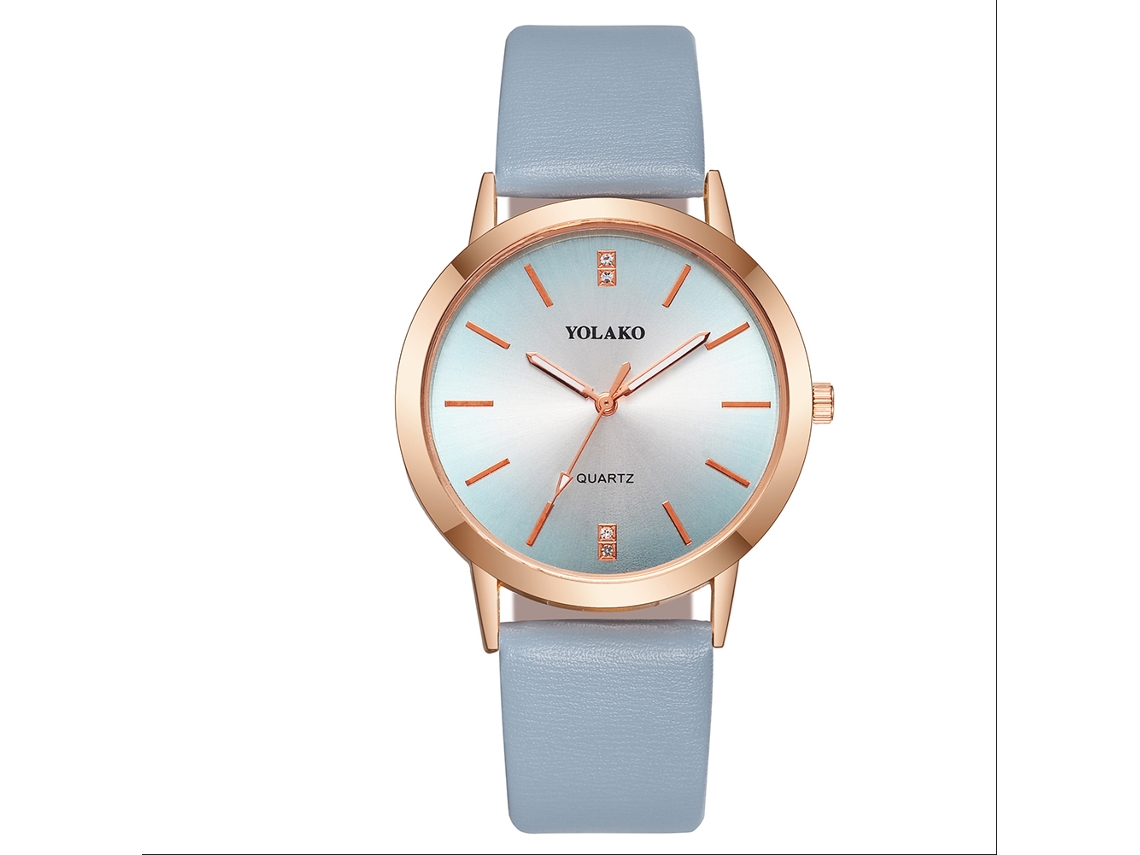 Reloj De Pulsera Casual Para Mujer Con Correa De Pu, Estilo Sencillo Y Moderno, Analógico, Azul Claro.