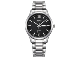 Reloj De Pulsera De Cuarzo Con Correa De Acero Plata Aleación Moda Unisex (dial Negro Hombre)