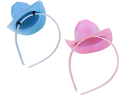 Lot De 2 Mini Serrage-têtes Haut-de-forme Laser En Denim Irisé Rosa Y Azul Diademax Coiffes