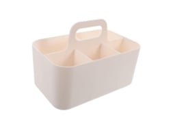 Caja Plástica Con Asa Y Compartimentos (1 Ud.). Multiusos, Para Útiles, Cosméticos Y Oficina.