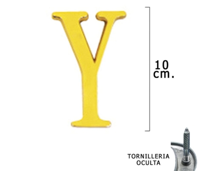 Letra Latón Y 10 cm con Tornilleria Oculta (Blister 1 Pieza) WOLFPACK