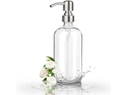 Dispensador De Jabón Crystal (cabezal De Acero Inoxidable Plateado, Incluye Recipiente Dispensador De 500 Ml). Ofrece Una Limpieza Eficaz, E