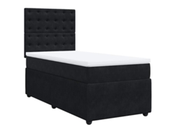 Maison Exclusive - Cama Box Spring Con Colchón Terciopelo Negro 100x200 Cm