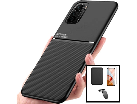 Kit Carcasa, Protector Cristal 5D Y Soporte Xiaomi Poco F3 Phonecare Magnetic Lux L Safe Driving Negro