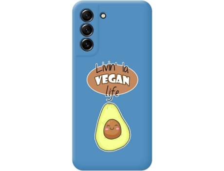 Carcasa Samsung Galaxy S21 FE 5G TUMUNDOSMARTPHONE Silicona Líquida Dibujos Vegan Life Azul