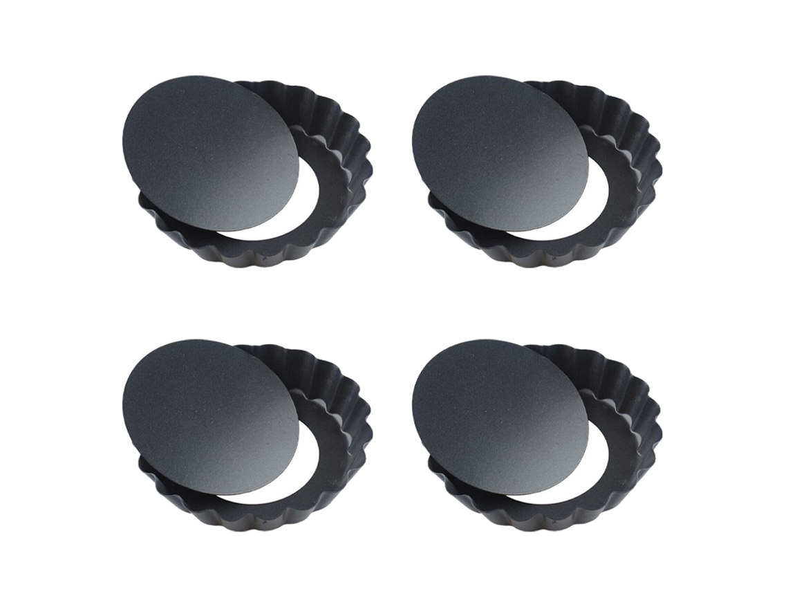 (4 piezas) Mini moldes para pasteles antiadherentes de 10 cm con bandeja de malla extraíble para hornear.
