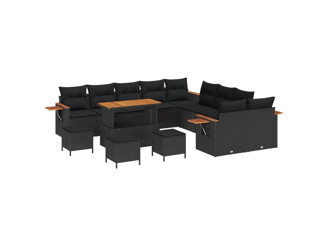 Maison Exclusive - Conjunto De Sofás De Jardín Con Cojín 14 Pcs Negro