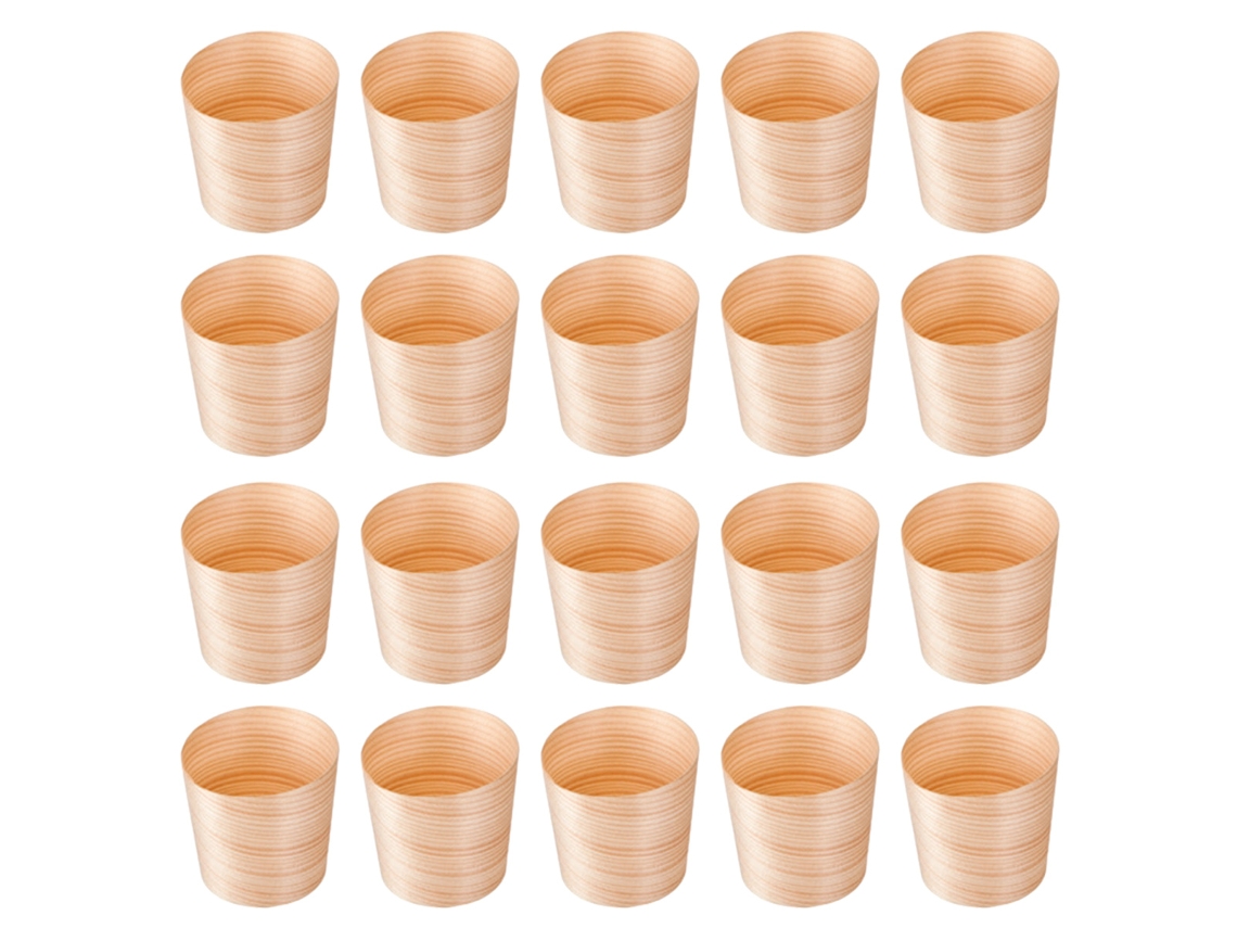 Tazas de madera desechables, vasos de agua redondos portátiles, soporte para ensalada, 40 Uds. MEOIRUERY