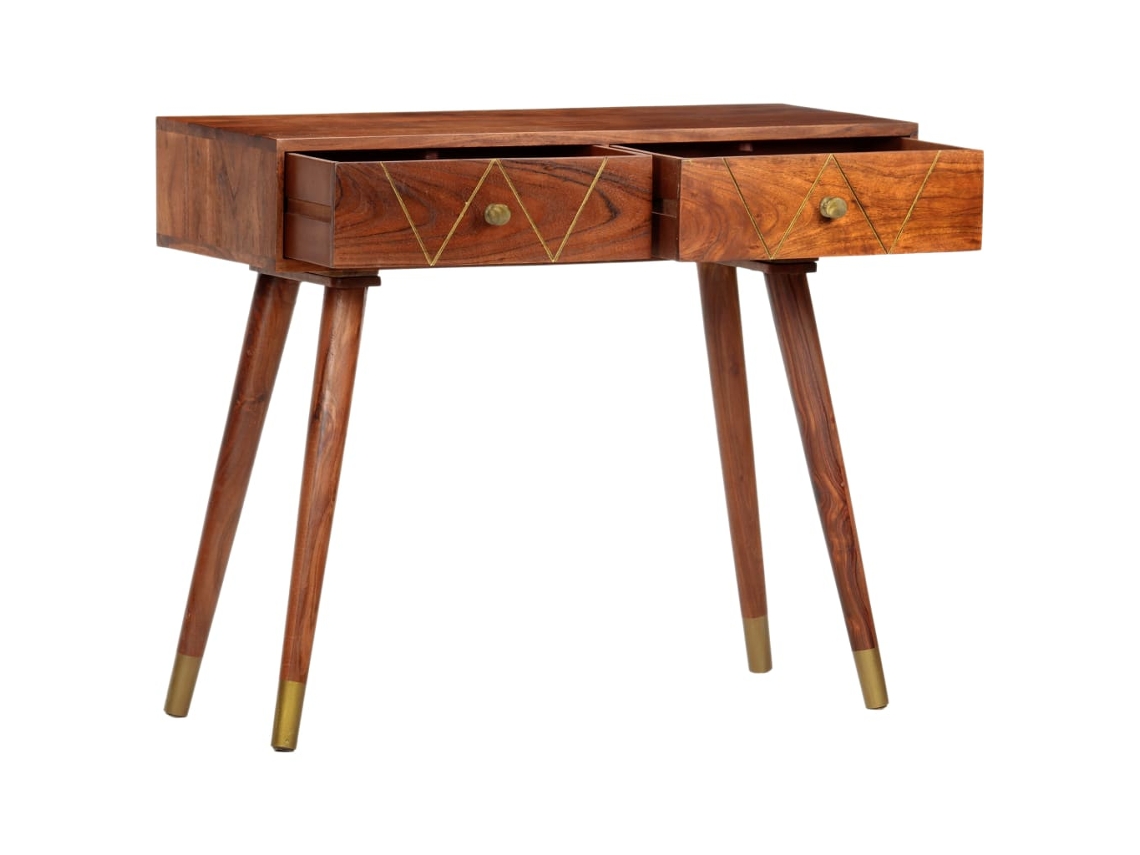 Mesa Consola De Madera Maciza De Acacia 90x35x76 Cm