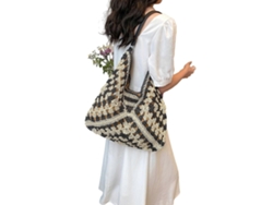 Bolso grande de playa, bolso de compras, bolso de hombro informal para niñas y mujeres, paja trenzada, estilo tote color caqui. GOKOCO