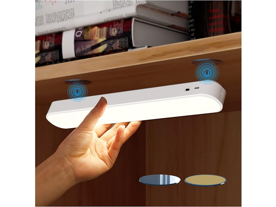 Luz LED para armario, luces iluminables debajo del gabinete, luces inalámbricas, barra de luz nocturna magnética con batería recargable