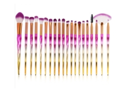 USHION - Juego de 20 brochas sintéticas profesionales para base de maquillaje, color plata y oro rosa