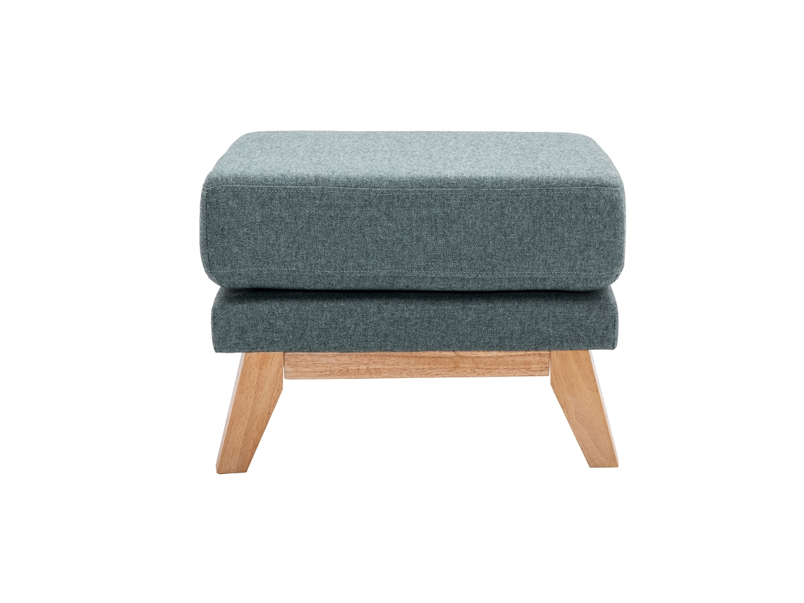 Puf Reposapiés Nórdico de Tela Desenfundable Verde Grisáceo Y Madera Clara Oslo MILIBOO