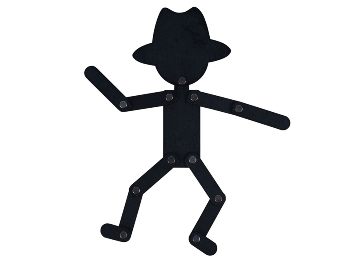 Figura De Madera Con Forma De Palo, Extremidades Articuladas Y Tarjetas Educativas.