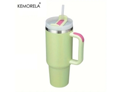 Copo Térmico de Aço Inoxidável com Alça, Tampa e Canudo, Modelo Feminino MDUG (estilo 1)