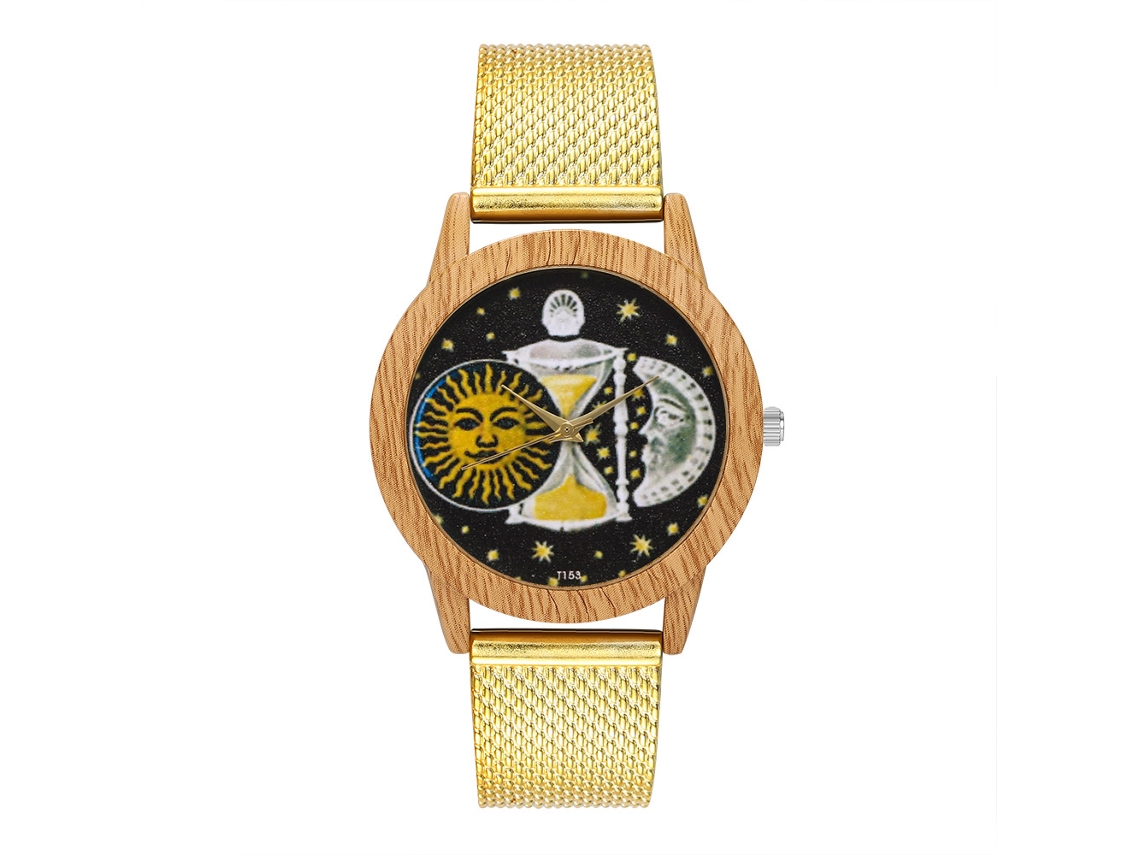 Reloj De Pulsera De Ocio Fashionable Para Hombre Y Mujer De Oro Quartz Analógico Zhoulianfa