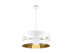 Fab 157795075 | Lámpara colgante Fog 1xe27 Blanco/Oro Blanco Regx50x50 Cm Fabrilamp