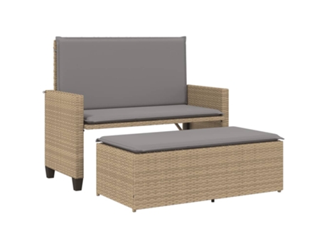 Banco De Jardín VIDAXL Beige Poli Ratán